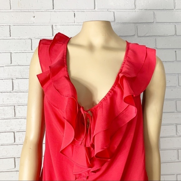 Mossimo Women's Top Red Sleeveless Ruffle Top - Picture 2 of 16